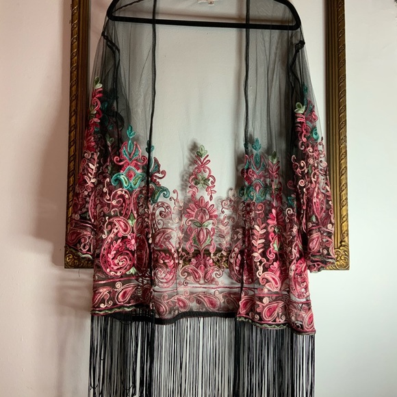 Other - Embroidered paisley shawl with tassels